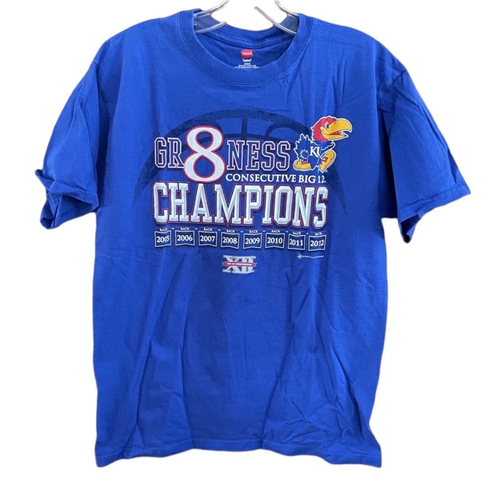 Hanes KU Jayhawks Basketball Unisex T-Shirt8 Consecutive Big 12 Champions